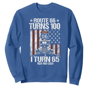 Route Highway 66 Turns 100 I Turn 65 Sweatshirt Vintage 1961 America Road Sign America Antique Car Lover 65th Birthday Gift