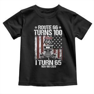 Route Highway 66 Turns 100 I Turn 65 Toddler T Shirt Vintage 1961 America Road Sign America Antique Car Lover 65th Birthday Gift