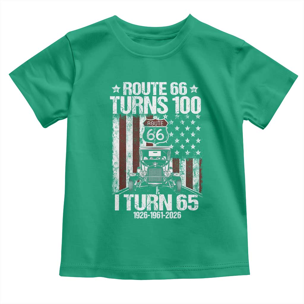 Route Highway 66 Turns 100 I Turn 65 Toddler T Shirt Vintage 1961 America Road Sign America Antique Car Lover 65th Birthday Gift