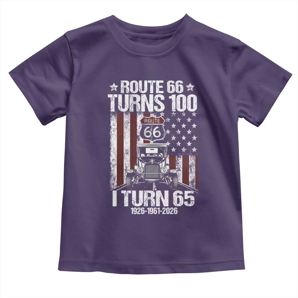 Route Highway 66 Turns 100 I Turn 65 Toddler T Shirt Vintage 1961 America Road Sign America Antique Car Lover 65th Birthday Gift