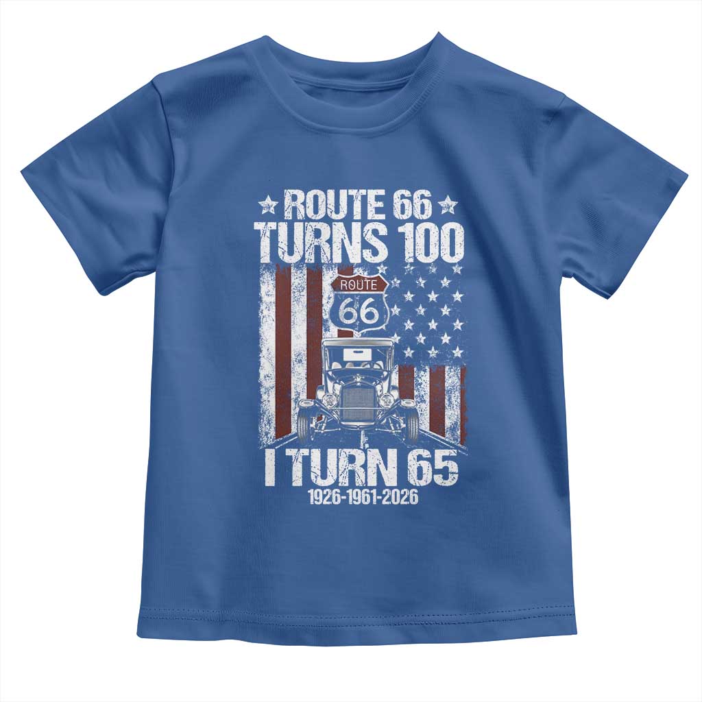 Route Highway 66 Turns 100 I Turn 65 Toddler T Shirt Vintage 1961 America Road Sign America Antique Car Lover 65th Birthday Gift