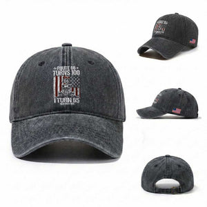 Route Highway 66 Turns 100 I Turn 65 Washed Cotton Baseball Cap Vintage 1961 America Road Sign America Antique Car Lover 65th Birthday Gift