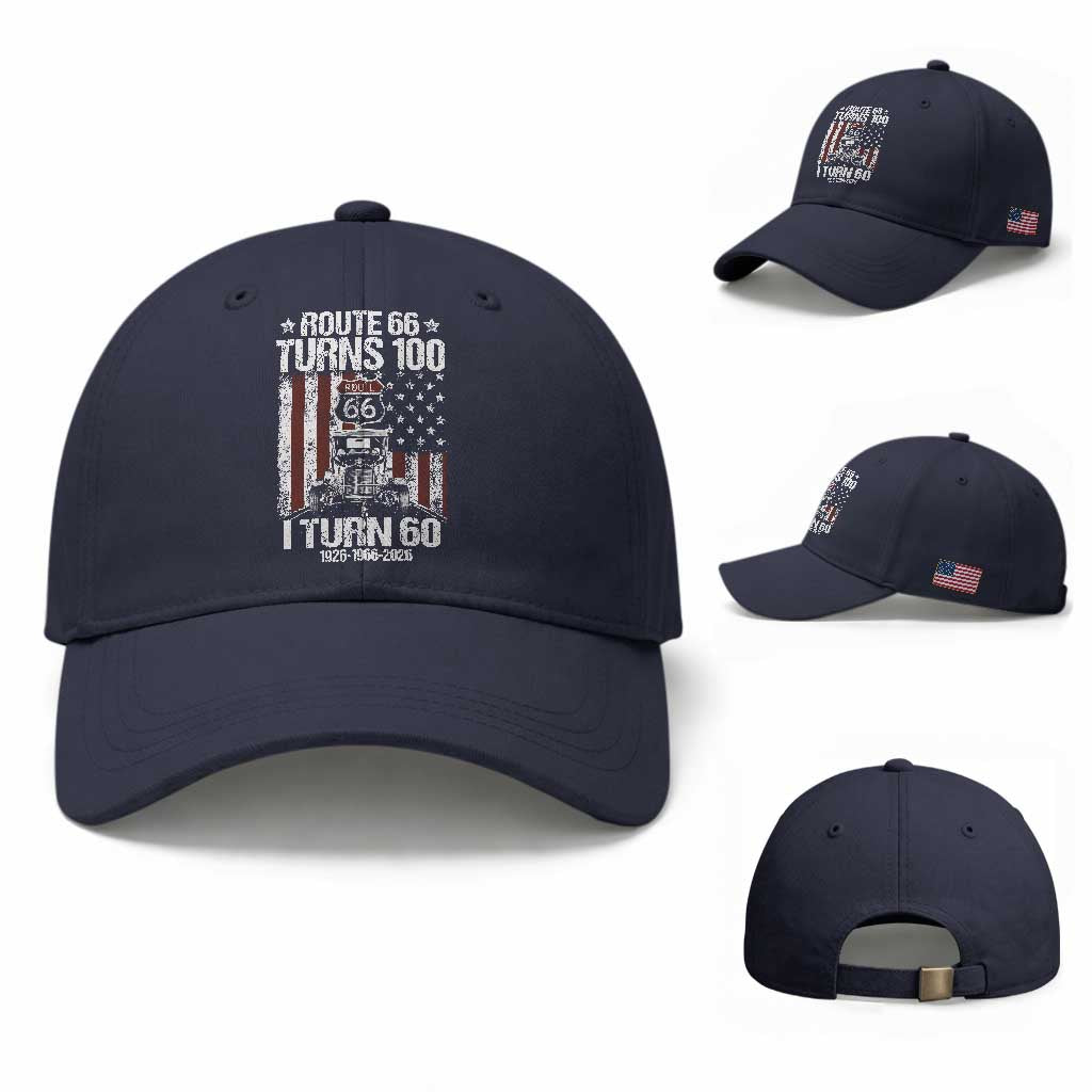 Route Highway 66 Turns 100 I Turn 60 Baseball Cap Vintage 1966 America Road Sign America Antique Car Lover 60th Birthday Gift