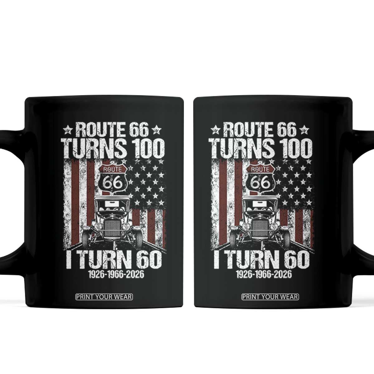 Route Highway 66 Turns 100 I Turn 60 Coffee Mug Vintage 1966 America Road Sign America Antique Car Lover 60th Birthday Gift