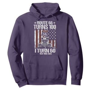 Route Highway 66 Turns 100 I Turn 60 Hoodie Vintage 1966 America Road Sign America Antique Car Lover 60th Birthday Gift