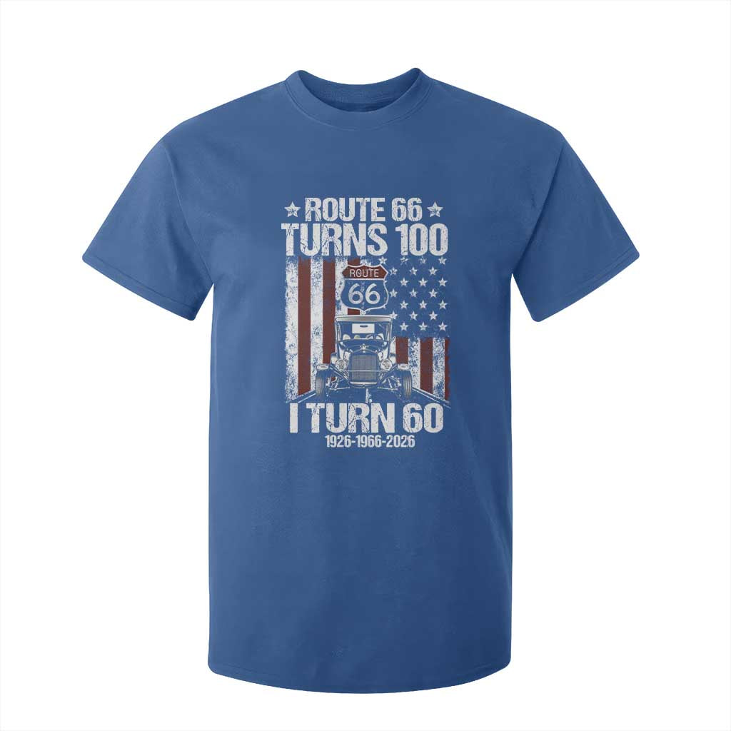 Route Highway 66 Turns 100 I Turn 60 T Shirt For Kid Vintage 1966 America Road Sign America Antique Car Lover 60th Birthday Gift