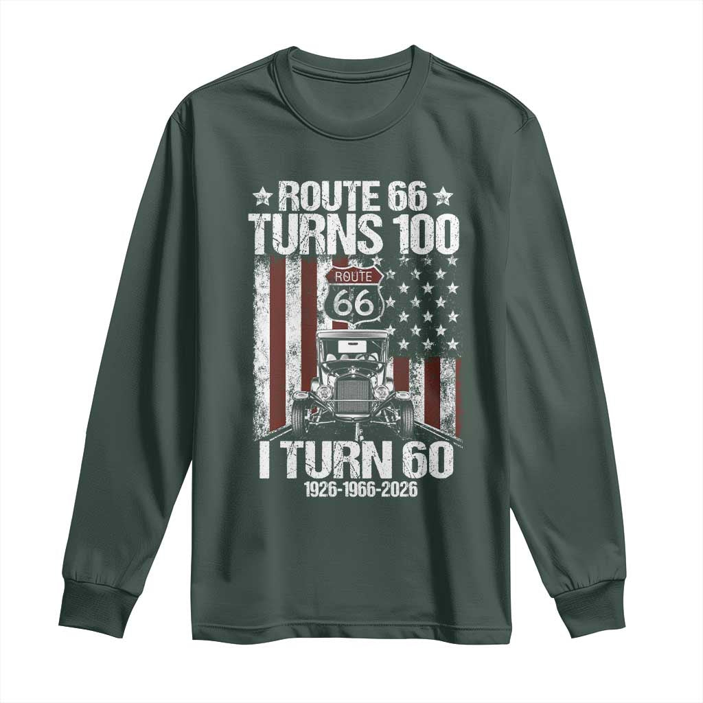 Route Highway 66 Turns 100 I Turn 60 Long Sleeve Shirt Vintage 1966 America Road Sign America Antique Car Lover 60th Birthday Gift