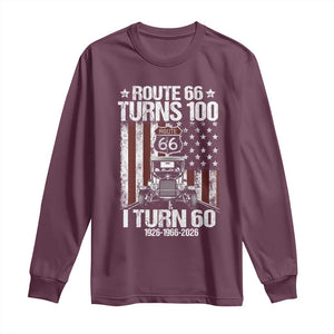 Route Highway 66 Turns 100 I Turn 60 Long Sleeve Shirt Vintage 1966 America Road Sign America Antique Car Lover 60th Birthday Gift