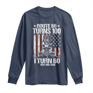 Route Highway 66 Turns 100 I Turn 60 Long Sleeve Shirt Vintage 1966 America Road Sign America Antique Car Lover 60th Birthday Gift