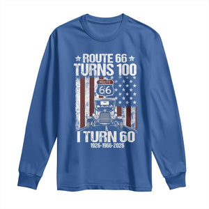 Route Highway 66 Turns 100 I Turn 60 Long Sleeve Shirt Vintage 1966 America Road Sign America Antique Car Lover 60th Birthday Gift