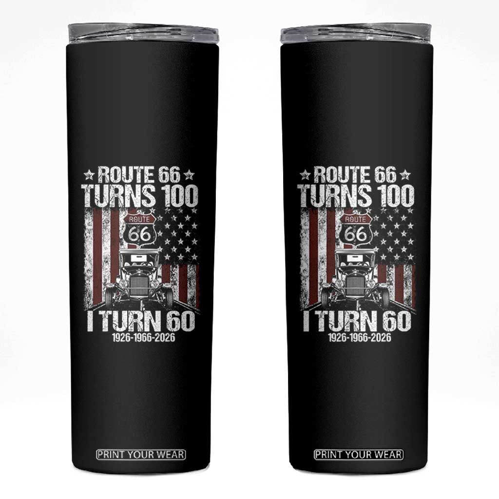 Route Highway 66 Turns 100 I Turn 60 Skinny Tumbler Vintage 1966 America Road Sign America Antique Car Lover 60th Birthday Gift