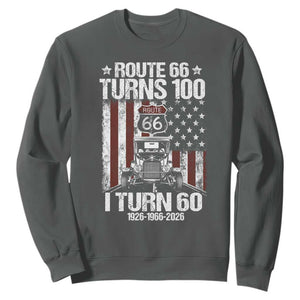 Route Highway 66 Turns 100 I Turn 60 Sweatshirt Vintage 1966 America Road Sign America Antique Car Lover 60th Birthday Gift