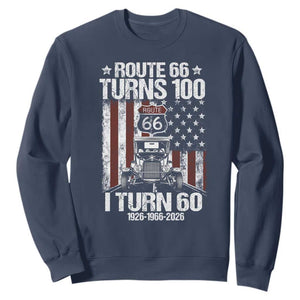 Route Highway 66 Turns 100 I Turn 60 Sweatshirt Vintage 1966 America Road Sign America Antique Car Lover 60th Birthday Gift