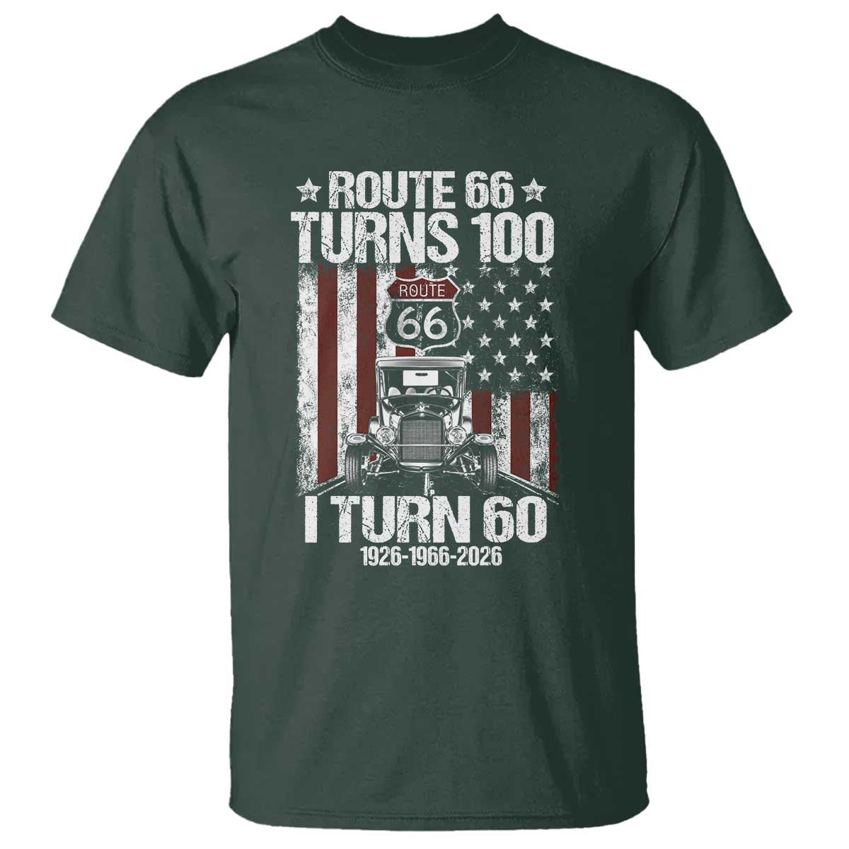 Route Highway 66 Turns 100 I Turn 60 T Shirt Vintage 1966 America Road Sign America Antique Car Lover 60th Birthday Gift