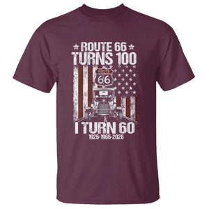 Route Highway 66 Turns 100 I Turn 60 T Shirt Vintage 1966 America Road Sign America Antique Car Lover 60th Birthday Gift