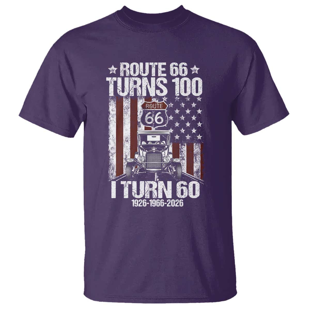 Route Highway 66 Turns 100 I Turn 60 T Shirt Vintage 1966 America Road Sign America Antique Car Lover 60th Birthday Gift