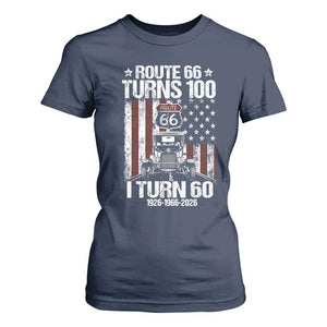 Route Highway 66 Turns 100 I Turn 60 T Shirt For Women Vintage 1966 America Road Sign America Antique Car Lover 60th Birthday Gift