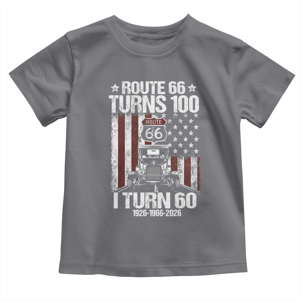 Route Highway 66 Turns 100 I Turn 60 Toddler T Shirt Vintage 1966 America Road Sign America Antique Car Lover 60th Birthday Gift