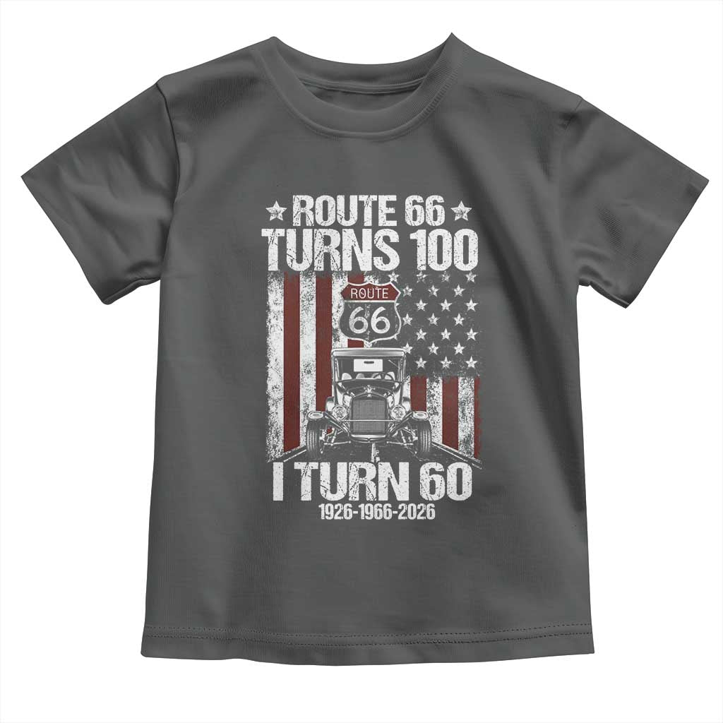 Route Highway 66 Turns 100 I Turn 60 Toddler T Shirt Vintage 1966 America Road Sign America Antique Car Lover 60th Birthday Gift