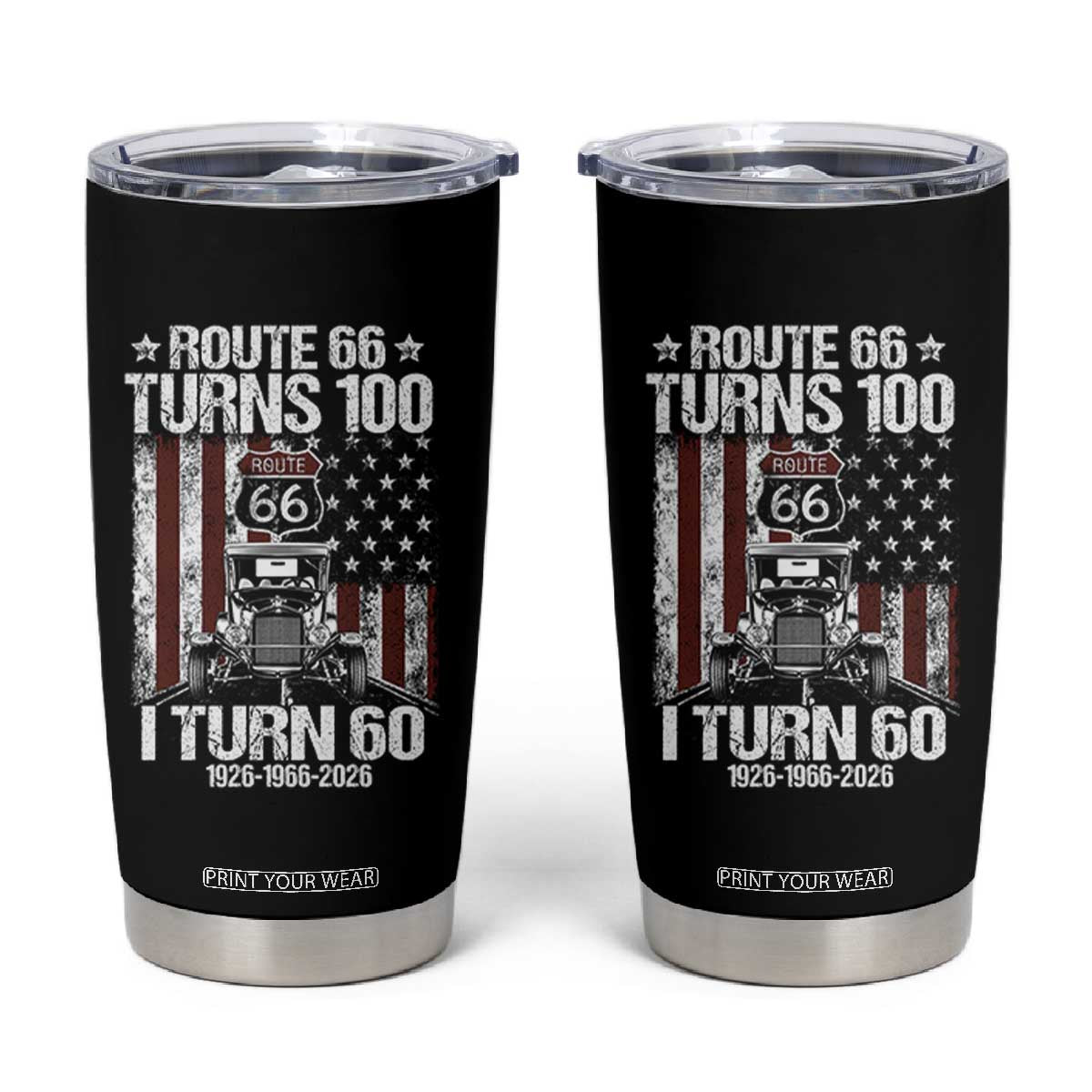Route Highway 66 Turns 100 I Turn 60 Tumbler Cup Vintage 1966 America Road Sign America Antique Car Lover 60th Birthday Gift