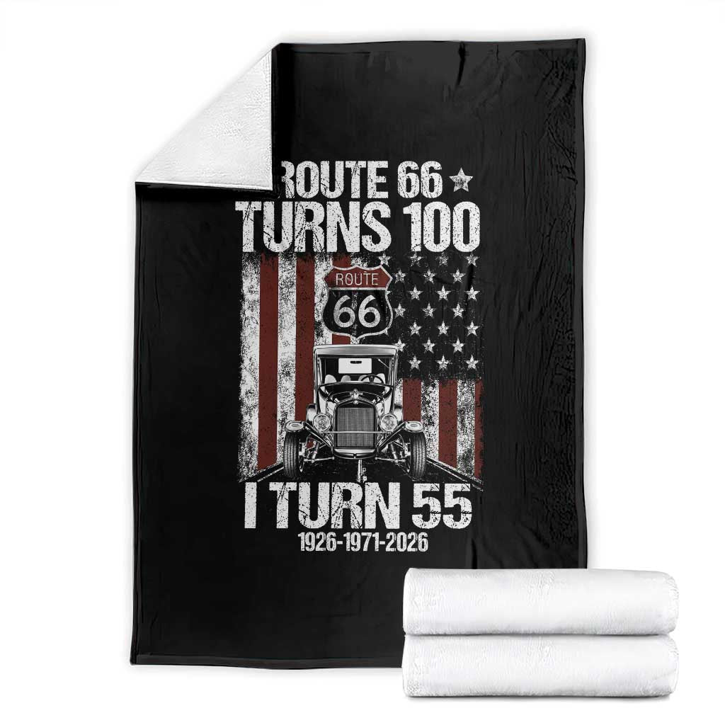 Route Highway 66 Turns 100 I Turn 55 Throw Blanket Vintage 1971 America Road Sign America Antique Car Lover 55th Birthday Gift