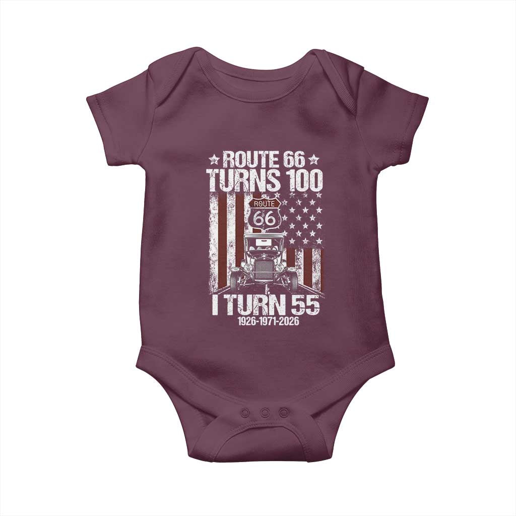 Route Highway 66 Turns 100 I Turn 55 Baby Onesie Vintage 1971 America Road Sign America Antique Car Lover 55th Birthday Gift