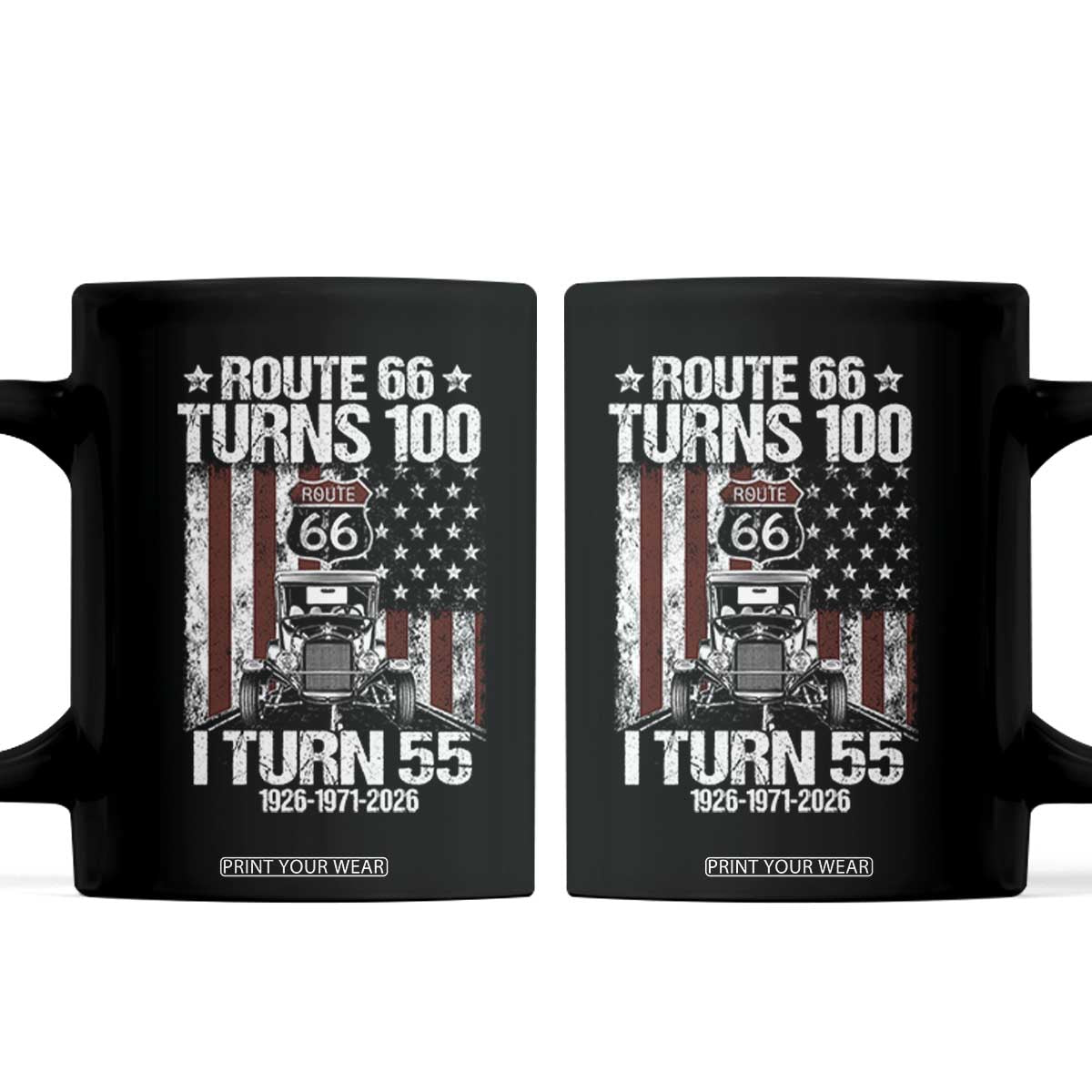 Route Highway 66 Turns 100 I Turn 55 Coffee Mug Vintage 1971 America Road Sign America Antique Car Lover 55th Birthday Gift