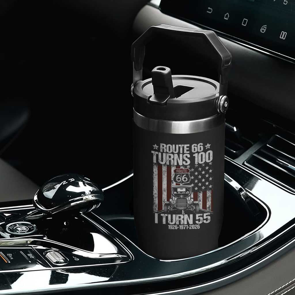 Route Highway 66 Turns 100 I Turn 55 Flip Straw Tumbler Vintage 1971 America Road Sign America Antique Car Lover 55th Birthday Gift