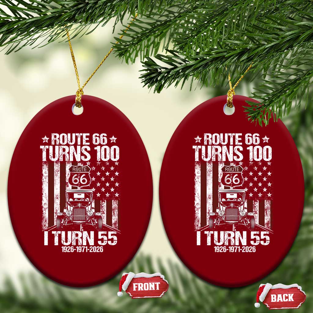 Route Highway 66 Turns 100 I Turn 55 Ceramic Ornament Vintage 1971 America Road Sign America Antique Car Lover 55th Birthday Gift
