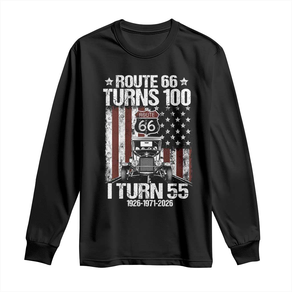 Route Highway 66 Turns 100 I Turn 55 Long Sleeve Shirt Vintage 1971 America Road Sign America Antique Car Lover 55th Birthday Gift