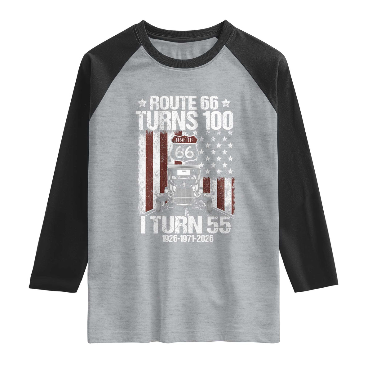 Route Highway 66 Turns 100 I Turn 55 Raglan Shirt Vintage 1971 America Road Sign America Antique Car Lover 55th Birthday Gift