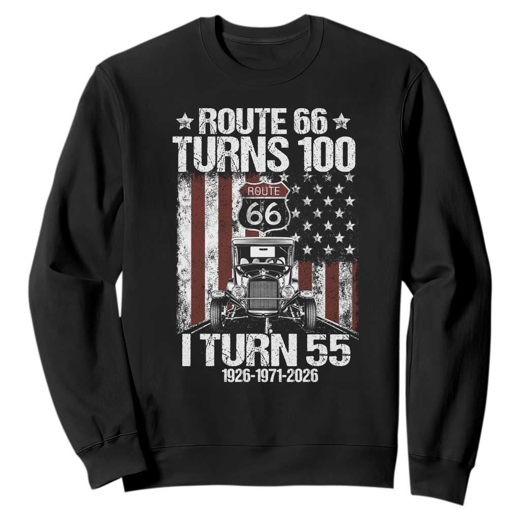 Route Highway 66 Turns 100 I Turn 55 Sweatshirt Vintage 1971 America Road Sign America Antique Car Lover 55th Birthday Gift