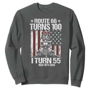 Route Highway 66 Turns 100 I Turn 55 Sweatshirt Vintage 1971 America Road Sign America Antique Car Lover 55th Birthday Gift