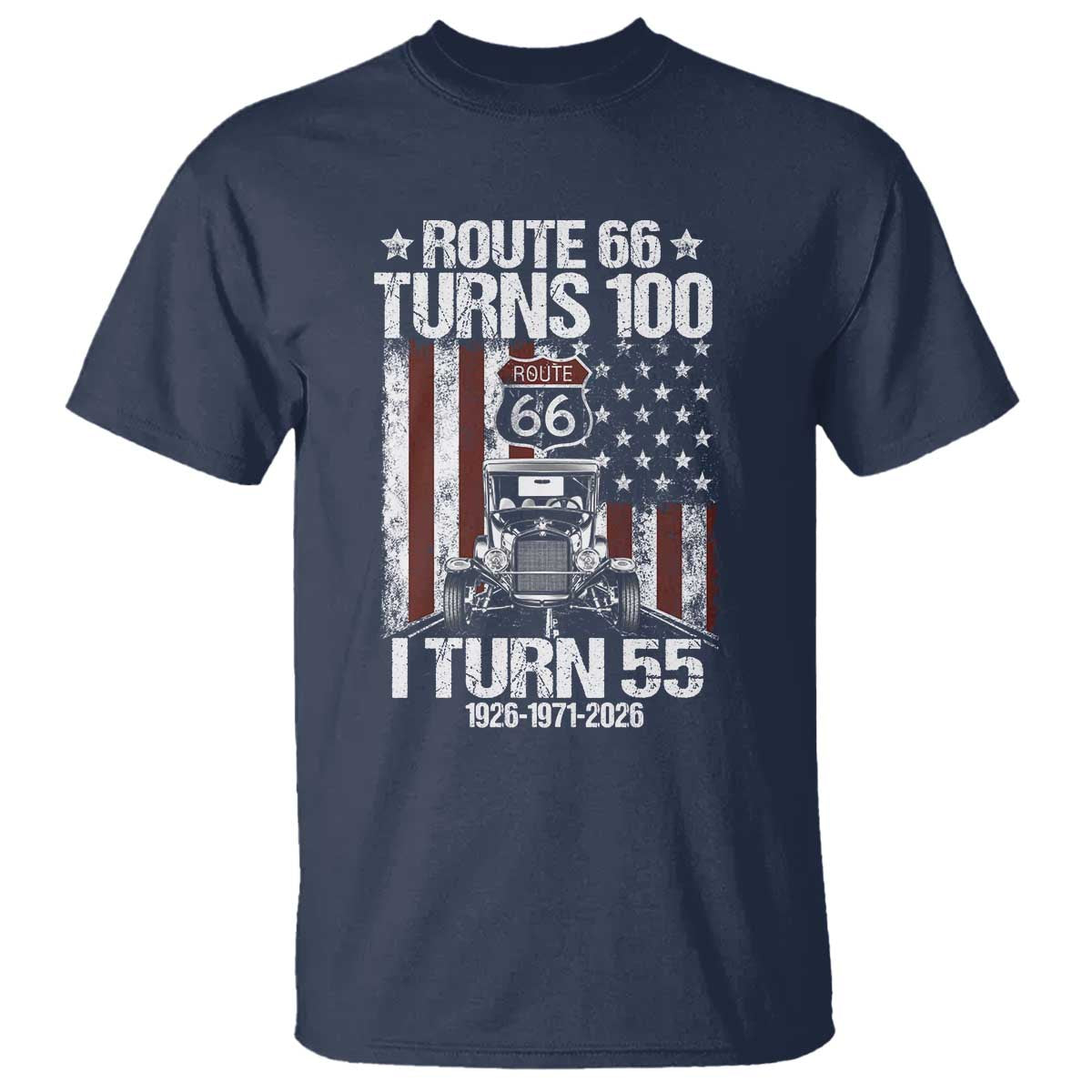 Route Highway 66 Turns 100 I Turn 55 T Shirt Vintage 1971 America Road Sign America Antique Car Lover 55th Birthday Gift
