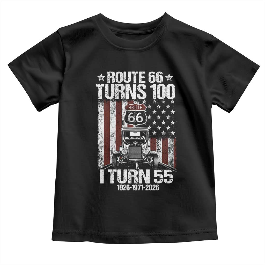 Route Highway 66 Turns 100 I Turn 55 Toddler T Shirt Vintage 1971 America Road Sign America Antique Car Lover 55th Birthday Gift
