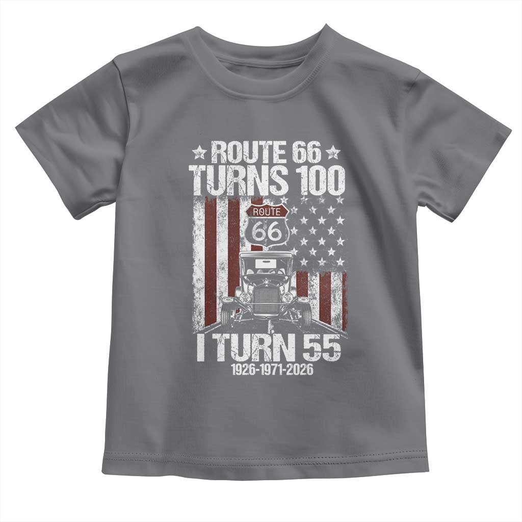 Route Highway 66 Turns 100 I Turn 55 Toddler T Shirt Vintage 1971 America Road Sign America Antique Car Lover 55th Birthday Gift