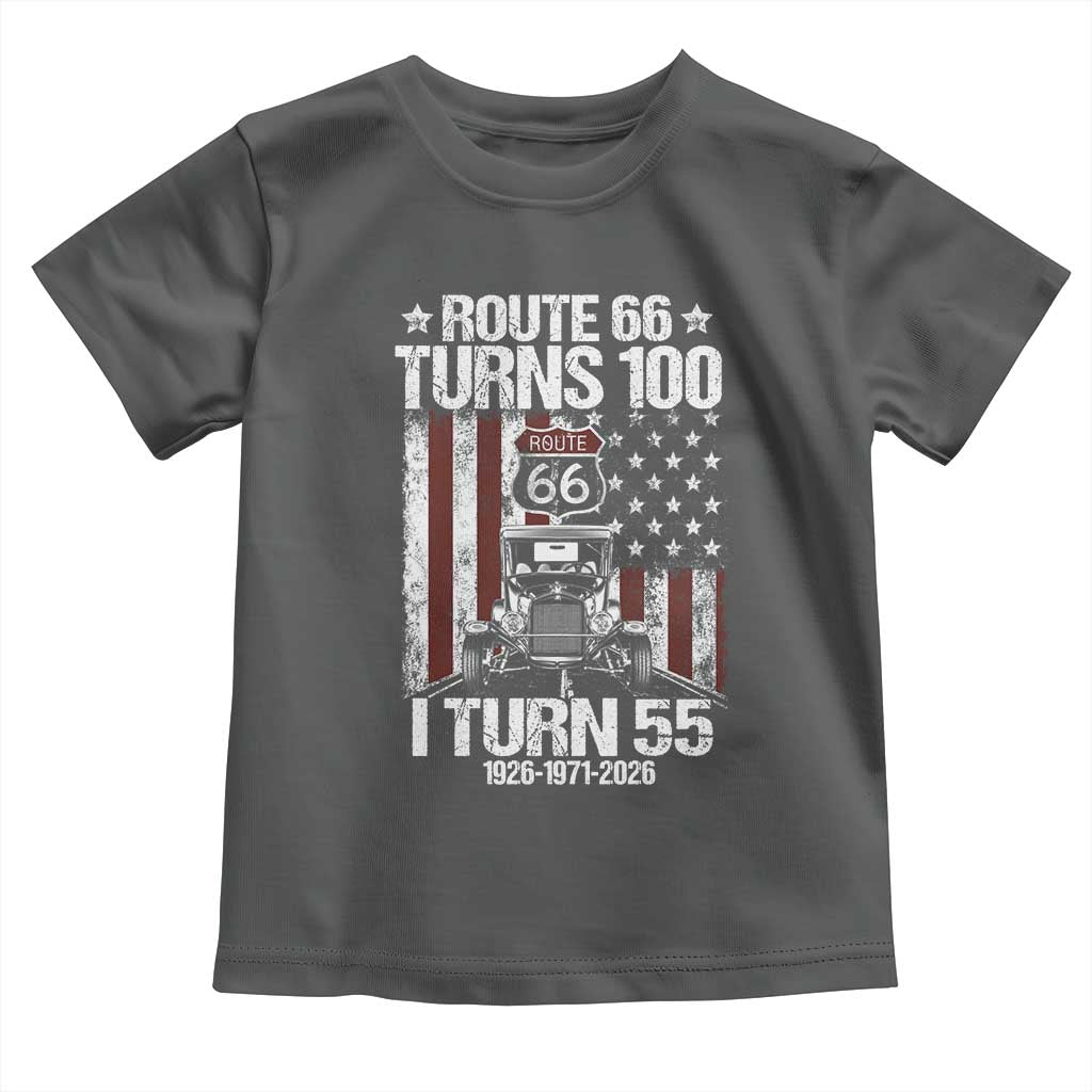 Route Highway 66 Turns 100 I Turn 55 Toddler T Shirt Vintage 1971 America Road Sign America Antique Car Lover 55th Birthday Gift
