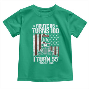 Route Highway 66 Turns 100 I Turn 55 Toddler T Shirt Vintage 1971 America Road Sign America Antique Car Lover 55th Birthday Gift