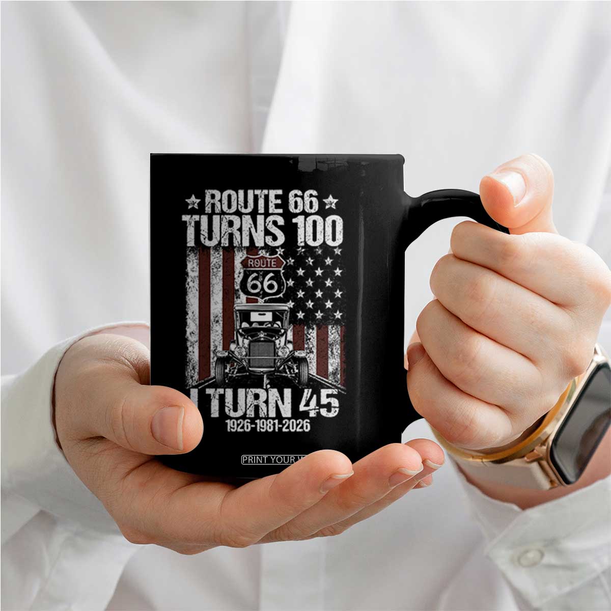 Route Highway 66 Turns 100 I Turn 45 Coffee Mug Vintage 1981 America Road Sign America Antique Car Lover 45th Birthday Gift
