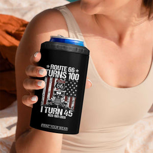 Route Highway 66 Turns 100 I Turn 45 4 in 1 Can Cooler Tumbler Vintage 1981 America Road Sign America Antique Car Lover 45th Birthday Gift