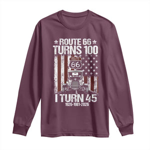 Route Highway 66 Turns 100 I Turn 45 Long Sleeve Shirt Vintage 1981 America Road Sign America Antique Car Lover 45th Birthday Gift