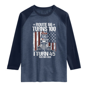 Route Highway 66 Turns 100 I Turn 45 Raglan Shirt Vintage 1981 America Road Sign America Antique Car Lover 45th Birthday Gift