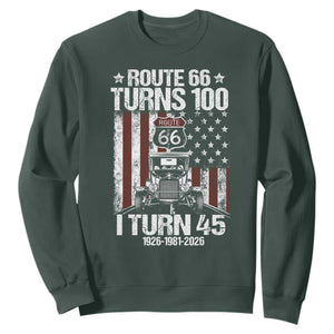 Route Highway 66 Turns 100 I Turn 45 Sweatshirt Vintage 1981 America Road Sign America Antique Car Lover 45th Birthday Gift