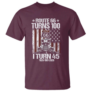 Route Highway 66 Turns 100 I Turn 45 T Shirt Vintage 1981 America Road Sign America Antique Car Lover 45th Birthday Gift