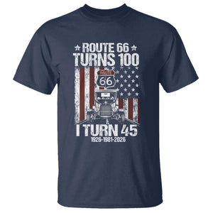 Route Highway 66 Turns 100 I Turn 45 T Shirt Vintage 1981 America Road Sign America Antique Car Lover 45th Birthday Gift