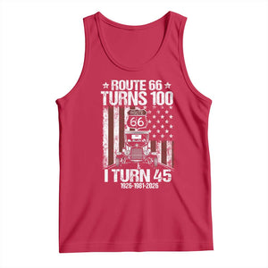 Route Highway 66 Turns 100 I Turn 45 Tank Top Vintage 1981 America Road Sign America Antique Car Lover 45th Birthday Gift