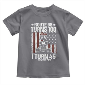 Route Highway 66 Turns 100 I Turn 45 Toddler T Shirt Vintage 1981 America Road Sign America Antique Car Lover 45th Birthday Gift