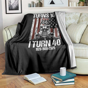 Route Highway 66 Turns 100 I Turn 40 Throw Blanket Vintage 1986 America Road Sign America Antique Car Lover 40th Birthday Gift