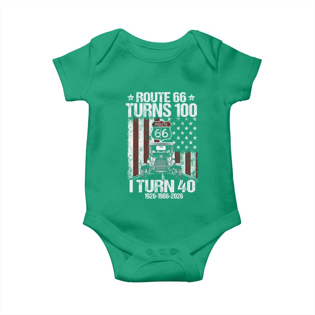 Route Highway 66 Turns 100 I Turn 40 Baby Onesie Vintage 1986 America Road Sign America Antique Car Lover 40th Birthday Gift