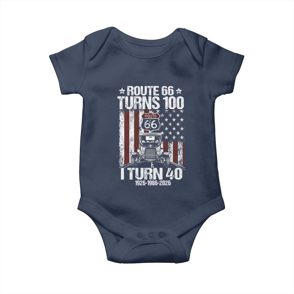 Route Highway 66 Turns 100 I Turn 40 Baby Onesie Vintage 1986 America Road Sign America Antique Car Lover 40th Birthday Gift